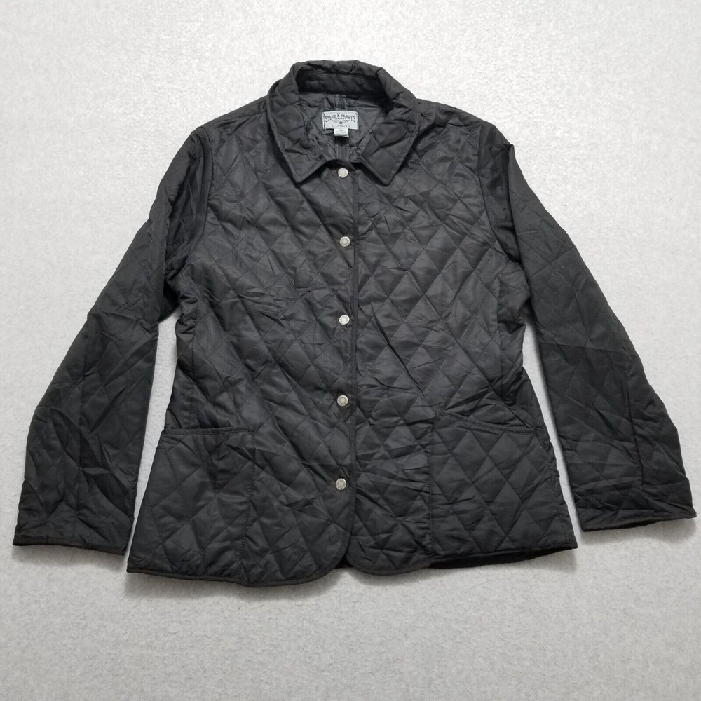 Steve & Barrys Jacket Womens Large Black Snap‎ Pockets Lightweight Thin Layer